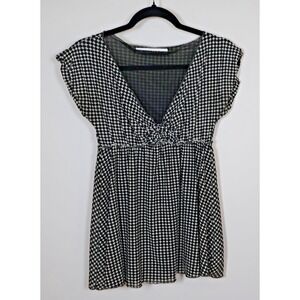 Studio M Vintage Y2K Babydoll Top Size Medium Black White Fairy Whimsigoth